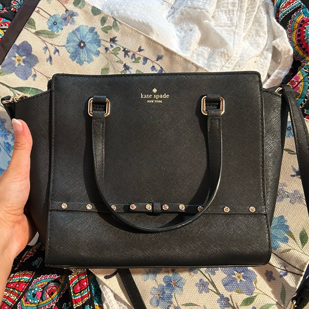 Kate Spade Black Satchel with Gold Accents